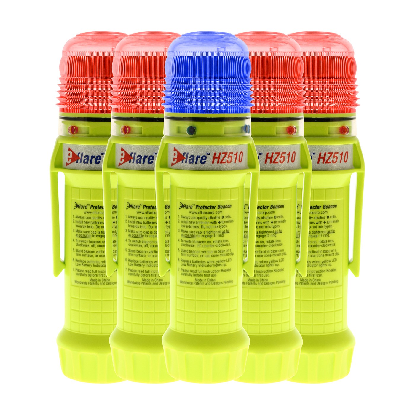  E-FLARE, HELICOPTER LANDING ZONE KIT, 4 RED & 1 BLUE BEACONS  