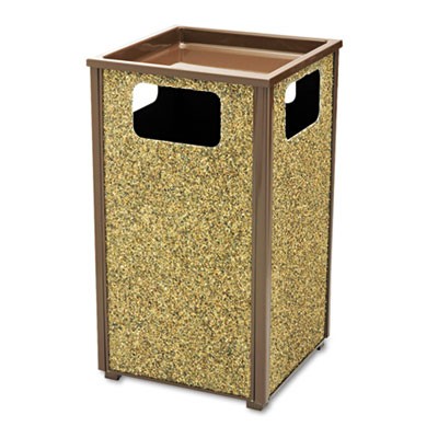 Aspen Series Sand Urn/Litter Receptacle, Square, Steel, 24 gal, Brown