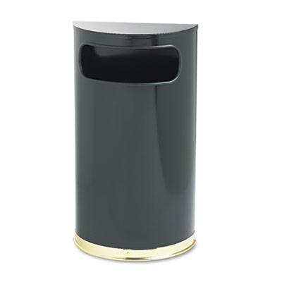 European & Metallic Series Receptacle, Half-Round, 9 gal, Black/Brass