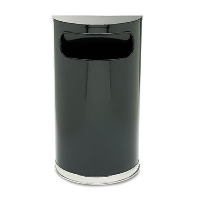 European & Metallic Series Receptacle, Half-Round, 9 gal, Black/Chrome