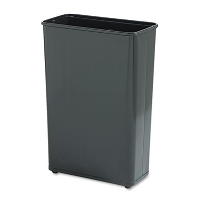 Fire-Safe Wastebasket, Rectangular, Steel, 24 gal, Black