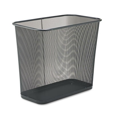 Steel Mesh Wastebasket, Rectangular, 7 1/2 gal, Black