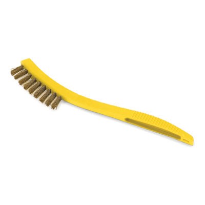 Metal-Fill Wire Scratch Brush, 8 1/2"" Yellow Plastic Handle