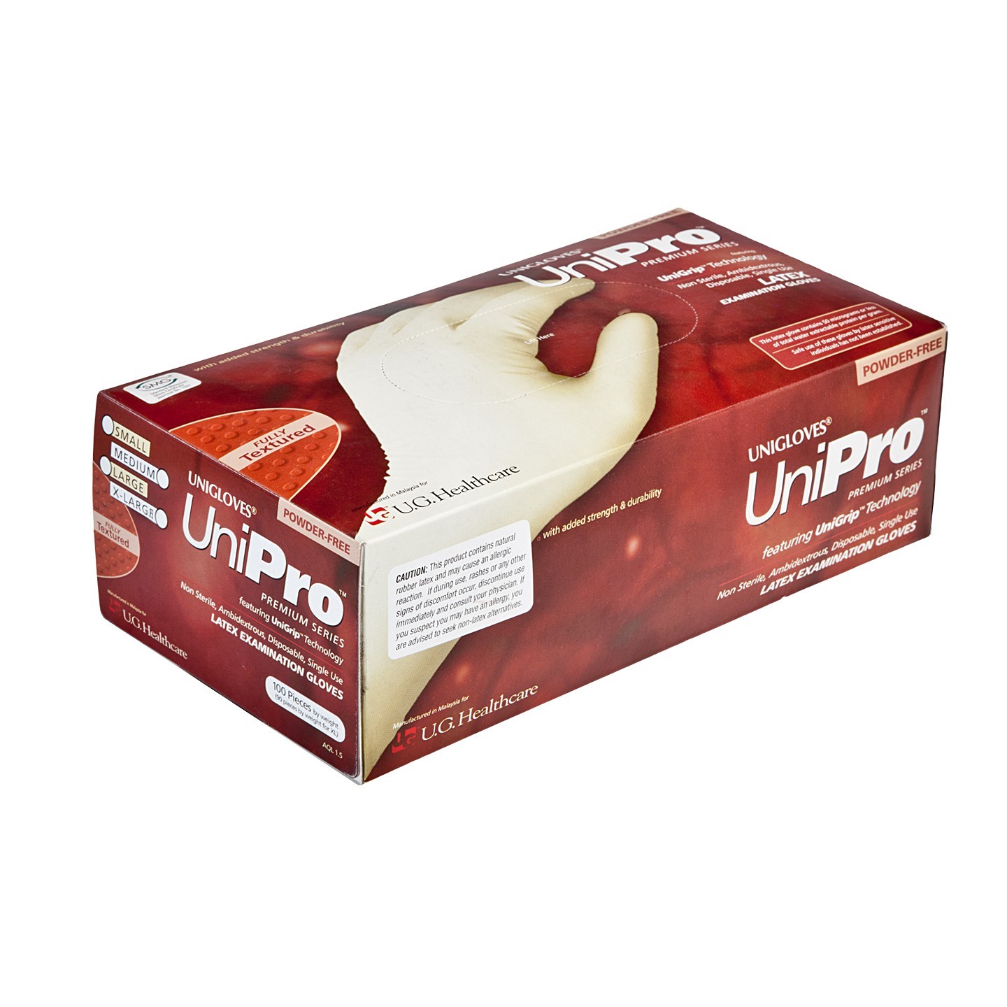 Glove Latex 10" Textured P/F Unipro Large 100/BX 10/CS