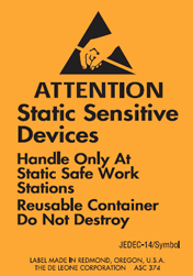 Label Antistatic Caution 1.75"x2.5" (removable / fluorescent orange) 1000/R