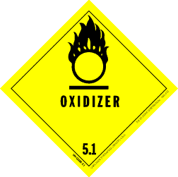 Hazardous Material Labels - class 5 oxidizer & organic peroxide 4"" x 4"" 5