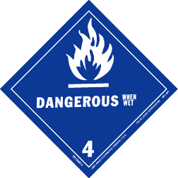 Label 4x4 "Dangerous When Wet 4" Bllue 500/RL