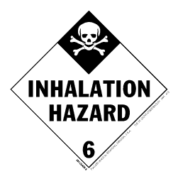 Label 4x4 White/Black Vinyl "Inhalation Hazard-Class 6" 500/RL