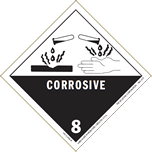 Label 4x4 White/Black Vinyl "Corrosive-Class 8" 500/RL