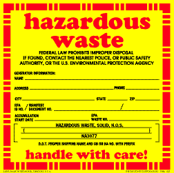 Hazardous Warning Labels 6" x 6" (vinyl) 100 labels/pkg/sheeted