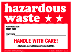 Hazardous Warning Labels 4" x 6" (paper) 100 labels/pkg/sheeted