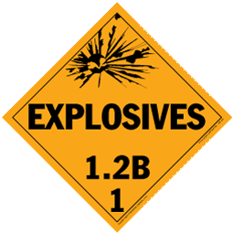 Hazardous Materials Placards- - class 1.2 explosives 10¾" x 10¾" (tagboard) Packaged-25