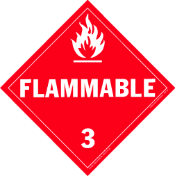 Placard 10.75x10.75 White/Red Vinyl "Flammable-Class 3" 25/PKG