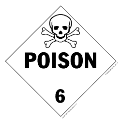 Hazardous Materials Placards - class 6 poisonous & infectous substances vinyl Packaged-25