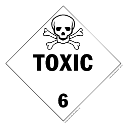 Hazardous Materials Placards - class 6 poisonous & infectous substances vinyl Packaged-25