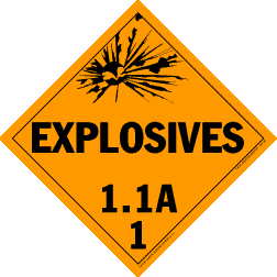 Hazardous Materials Placards- - class 1.1 explosives 10¾" x 10¾" removable vinyl Packaged-25