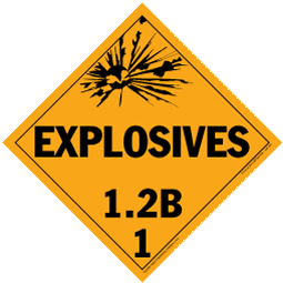 Hazardous Materials Placards- - class 1.2 explosives 10¾" x 10¾" removable vinyl Packaged-25