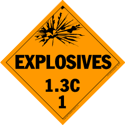 Hazardous Materials Placards- - class 1.3 explosives 10¾" x 10¾" removable vinyl Packaged-25