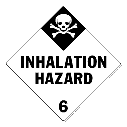 Placard 10.75x10.75 White/Black Vinyl "Inhalation Hazard-Class 6" 25/PKG