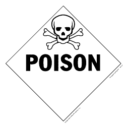 Subsidiary Risk Placards - class 6 poisonous & infectious substances vinyl Packaged-25