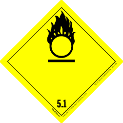 I.A.T.A. Dangerous Goods Labels - class 5 oxidizer & organic peroxide 4" x 4" 500/RL