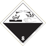 I.A.T.A. Dangerous Goods Labels - class 8 corrosive 4" x 4" 500/RL