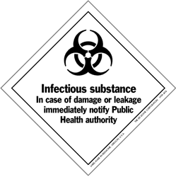 I.A.T.A. Dangerous Goods Labels - class 6 toxic & infectious substances 4" x 4" (vinyl) 500/RL