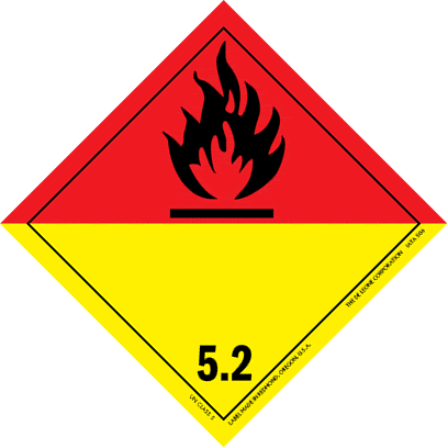 I.A.T.A. Dangerous Goods Labels - class 5 oxidizer & organic peroxide 4" x 4" (Vinyl) 500/RL