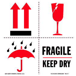 Label 4x4 Fragile Keep Dry 500/RL