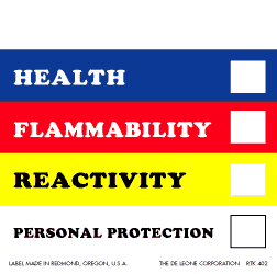 Right to know labels - HMIS 8" x 8" (vinyl) 100 Labels/pkg/sheeted