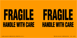 Fragile Labels 2" x 6" fluorescent orange 500/RL