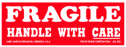 Label 1.5x4 "Fragile Handle w/Care" 500/RL