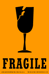 Label 2x3 "Fragile" Fluorescent Orange 500/RL
