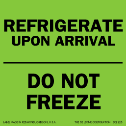 Label 3x3 "Refrigerate Upon Arrival" Fluorescent 500/RL