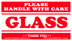Label 2.5x4 "Please Handle With Care" Glass 500/RL