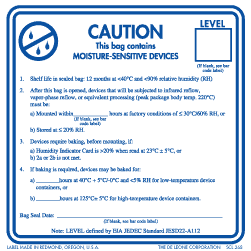 Label 3x3 Caution Moisture Sensitive Device 500/RL