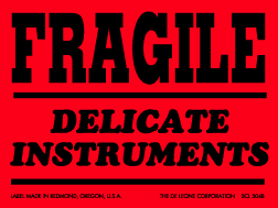 Label 3x4 Fragile Delicate Instrument Flourescent 500/RL