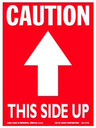 Label 4x3 Caution This Side Up RED 500/RL