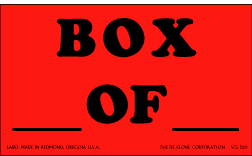 Label 3x5 "Box _ Of _" Fluorescent RED 500/RL