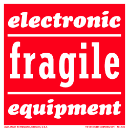 Label 4x4 "Electronic Fragile Equipment" RED/WHT 500/RL