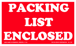 Label 3x4 Packing List Enclosed 500/RL