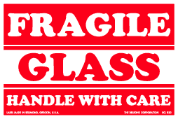 Label 3x5 Fragile Glass Handle w/Care 500/RL