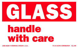 Label 3x5 Glass Handle w/Care 500/RL