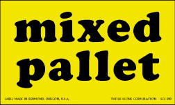 Label 3x5 "Mixed Pallet" Black on Yellow 500/RL