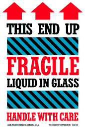 Label 6x4 Fragile This End Up Liquid In Glass 500/RL