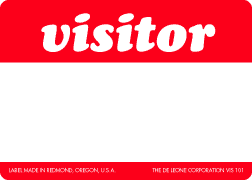 Visitor Badges 3½" x 2½" RED packaged in rolls of 500/RL