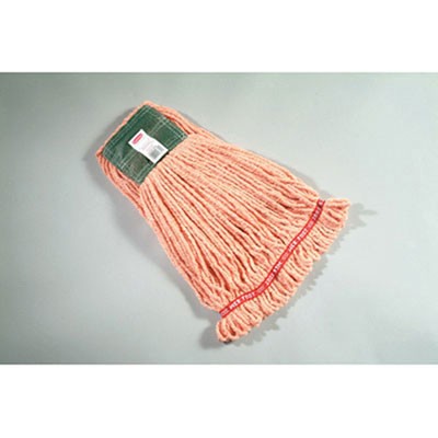 Web Foot Wet Mop Heads, Shrinkless, Cotton/Synthetic, Orange, Medium