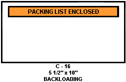 Envelope 5.5x10 Packing List Enclosed Backloading  Orange 1000/CS