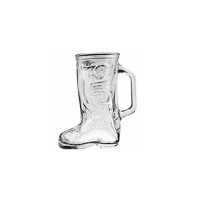 Boot Beer Mug, Glass, 12 1/3 oz, Western Boot, Clear