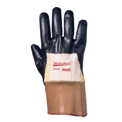 Nitrasafe Kevlar Work Gloves, Size 10 (X-Large), Kevlar/Nitrile/Jersey, Black/Brown